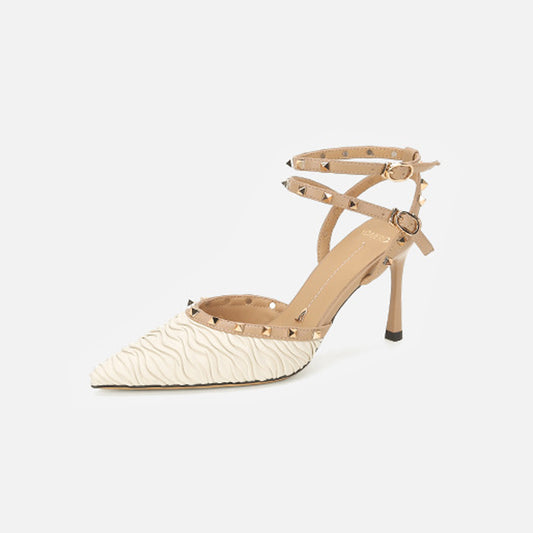 Rivet Design Pointed Stiletto Heels