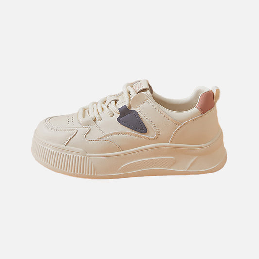 Modische Leder-Sneaker mit dicker Sohle