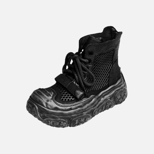 Plateaustiefel mit Reißverschluss und Hohlsaum