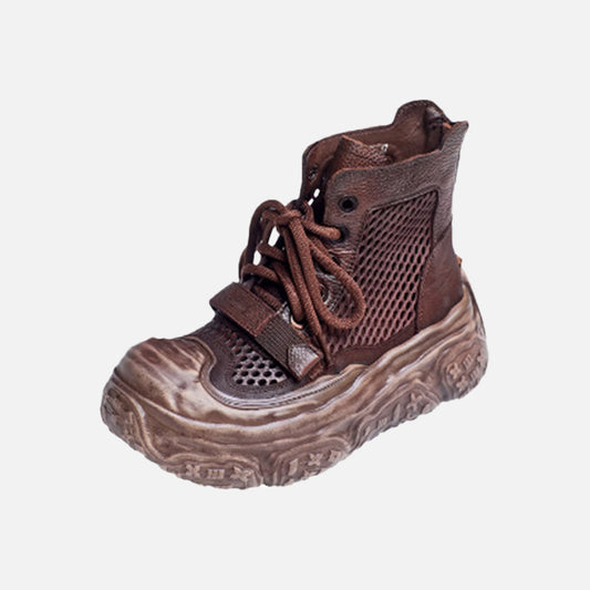 Plateaustiefel mit Reißverschluss und Hohlsaum