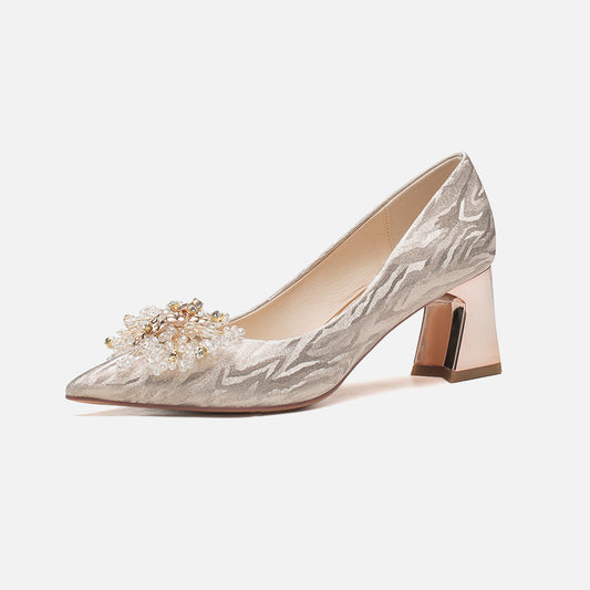 Elegant Pointed Toe Thick Heels